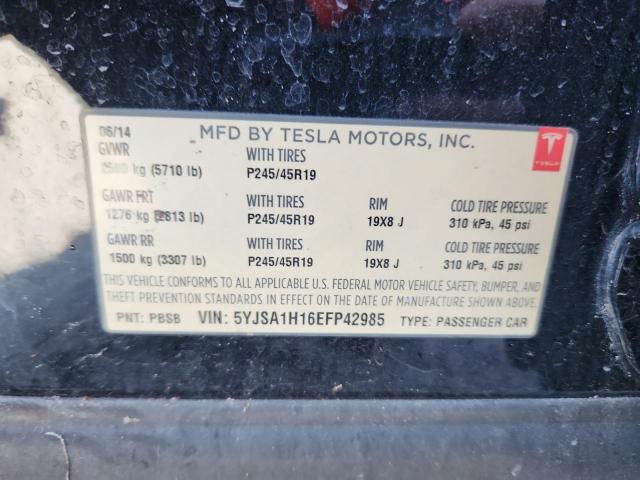 5YJSA1H16EFP42985 - 2014 TESLA MODEL S BLACK photo 13