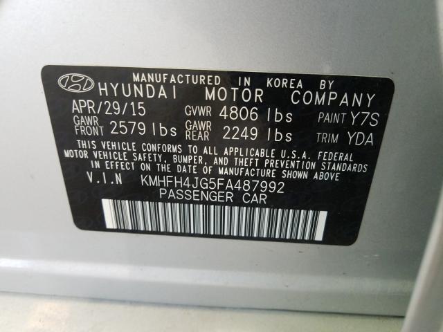 KMHFH4JG5FA487992 - 2015 HYUNDAI AZERA LIMITED SILVER photo 10