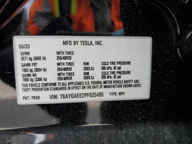 7SAYGAEE2PF825495 - 2023 TESLA MODEL Y BLACK photo 12