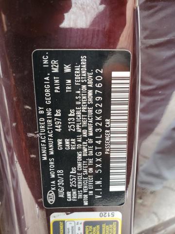 5XXGT4L32KG297602 - 2019 KIA OPTIMA LX PURPLE photo 13