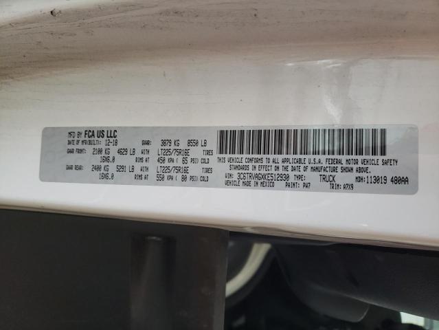 3C6TRVAGXKE512930 - 2019 RAM PROMASTER 1500 STANDARD WHITE photo 13