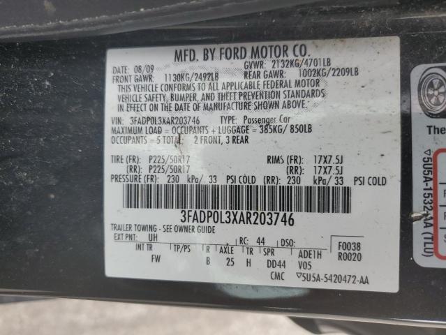 3FADP0L3XAR203746 - 2010 FORD FUSION HYBRID BLACK photo 13