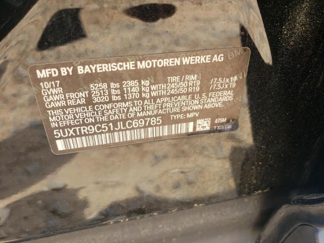 5UXTR9C51JLC69785 - 2018 BMW X3 XDRIVE30I BLACK photo 12