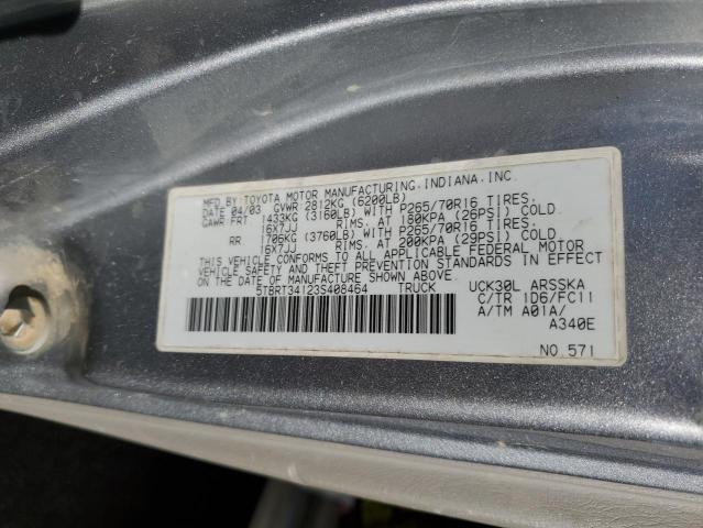 5TBRT34123S408464 - 2003 TOYOTA TUNDRA ACCESS CAB SR5 SILVER photo 12