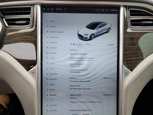 5YJSA1E17GF123478 - 2016 TESLA MODEL S WHITE photo 9