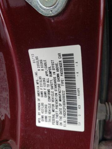 1HGCR2F58DA098522 - 2013 HONDA ACCORD SPORT MAROON photo 12