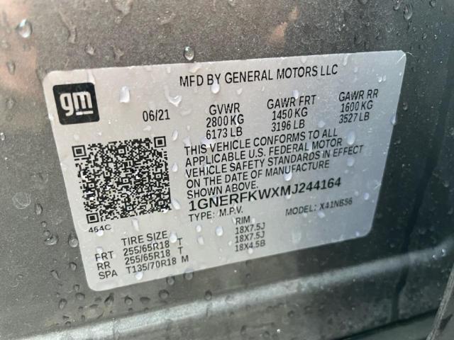 1GNERFKWXMJ244164 - 2021 CHEVROLET TRAVERSE LS GRAY photo 13