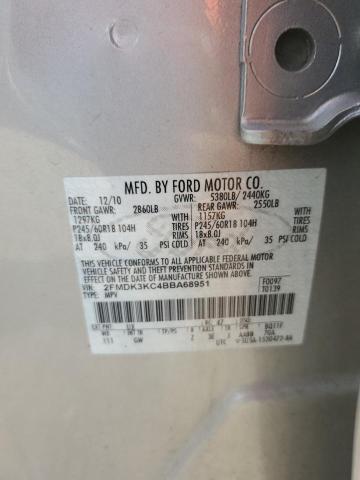 2FMDK3KC4BBA68951 - 2011 FORD EDGE LIMITED SILVER photo 12