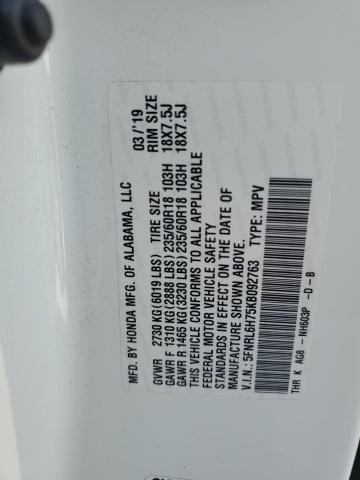 5FNRL6H75KB092763 - 2019 HONDA ODYSSEY EXL Weiß Foto 13