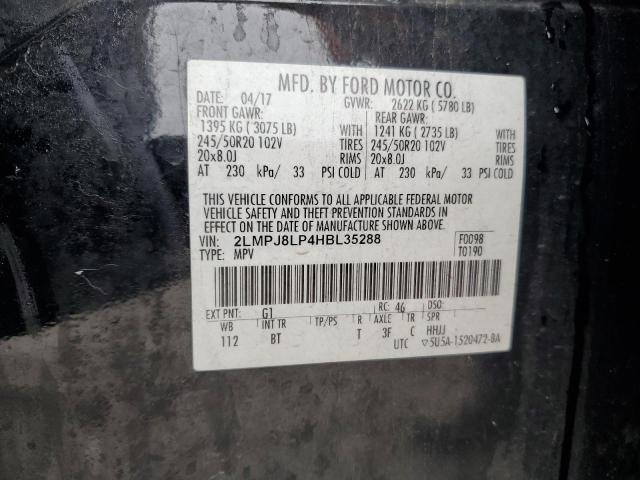 2LMPJ8LP4HBL35288 - 2017 LINCOLN MKX RESERVE أسود صورة 14