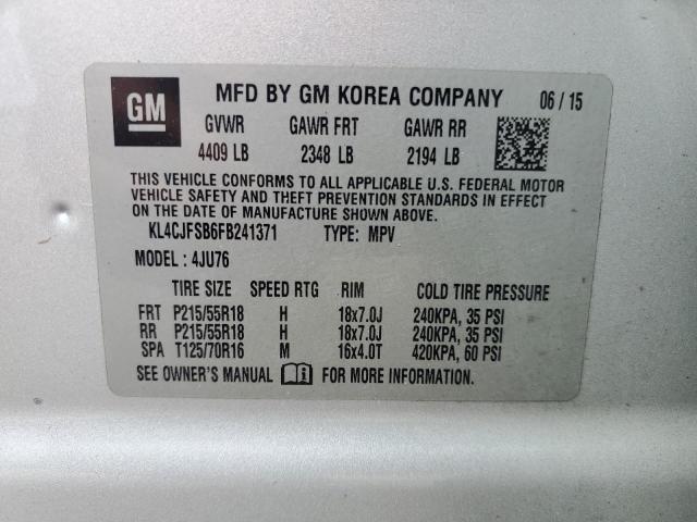 KL4CJFSB6FB241371 - 2015 BUICK ENCORE CONVENIENCE 银色 照片 12