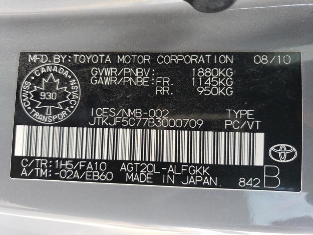 JTKJF5C77B3000709 - 2011 TOYOTA SCION TC 灰色 照片 12