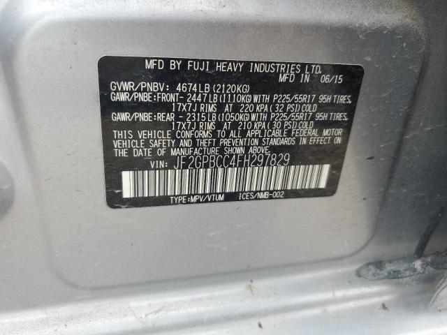 JF2GPBCC4FH297829 - 2015 SUBARU XV CROSSTR 2.0I HYBRID SILVER photo 13