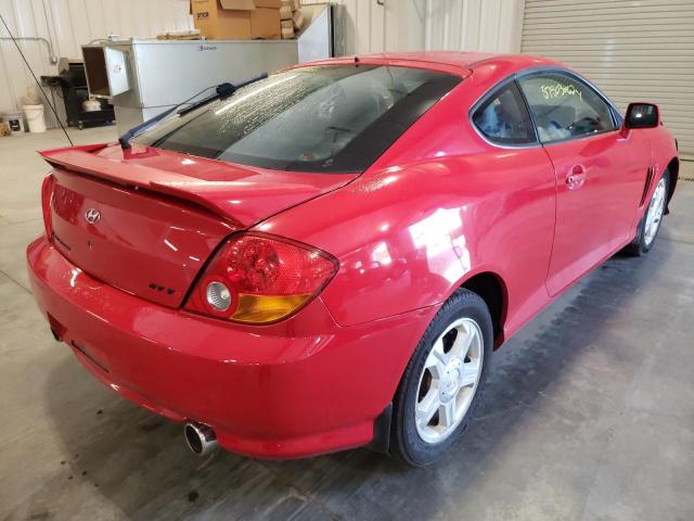 KMHHN65F03U040138 - 2003 HYUNDAI TIBURON GT RED photo 4