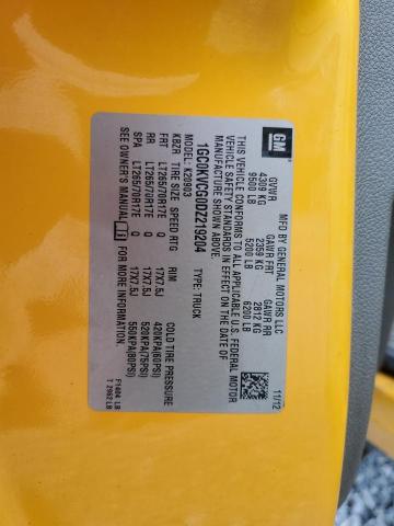 1GC0KVCG0DZ219204 - 2013 CHEVROLET SILVERADO K2500 HEAVY DUTY YELLOW photo 12