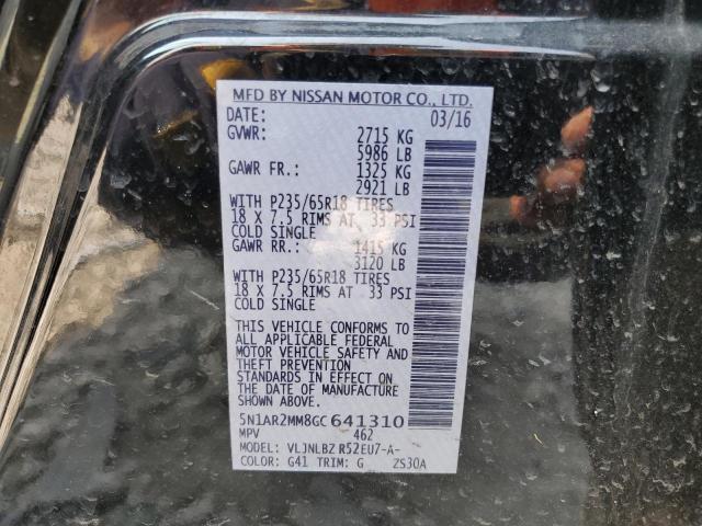 5N1AR2MM8GC641310 - 2016 NISSAN PATHFINDER S BLACK photo 12