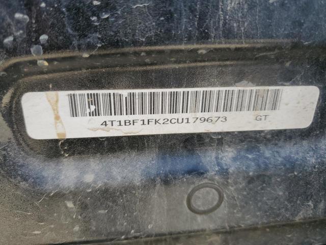 4T1BF1FK2CU179673 - 2012 TOYOTA CAMRY BASE BLACK photo 13