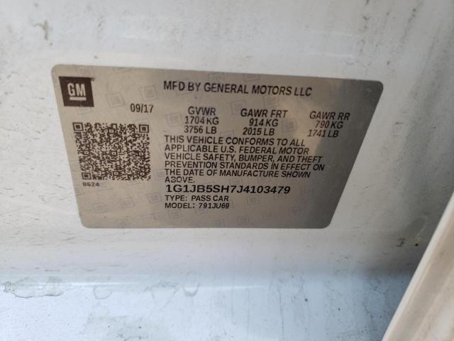 1G1JB5SH7J4103479 - 2018 CHEVROLET SONIC LS WHITE photo 12