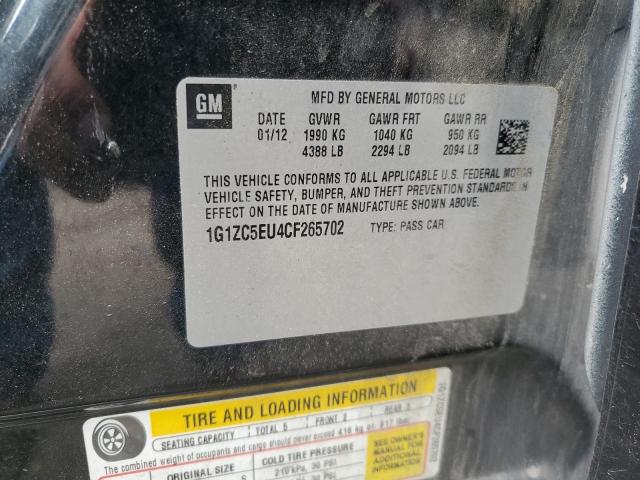 1G1ZC5EU4CF265702 - 2012 CHEVROLET MALIBU 1LT BLACK photo 12