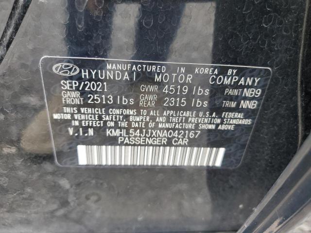 KMHL54JJXNA042167 - 2022 HYUNDAI SONATA HYBRID BLACK photo 12