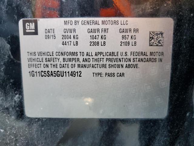 1G11C5SA5GU114912 - 2016 CHEVROLET MALIBU LIM LT 黑色 照片 12