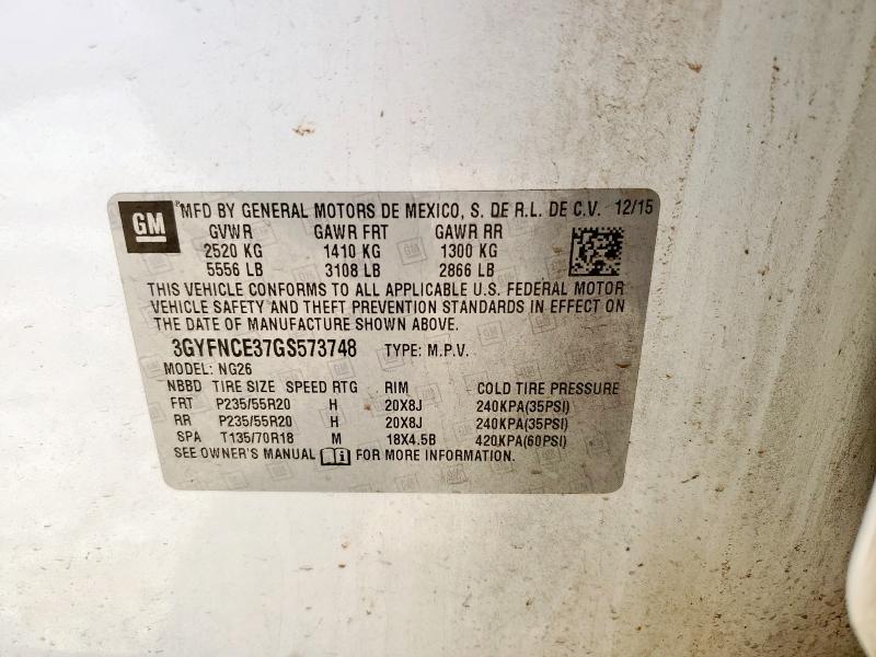 3GYFNCE37GS573748 - 2016 CADILLAC SRX PERFORMANCE COLLECTION Blanc photo 14