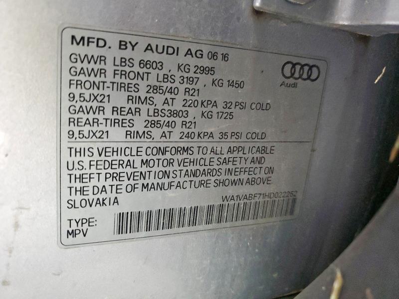 WA1VABF71HD022252 - 2017 AUDI Q7 PRESTIGE 银色 照片 14