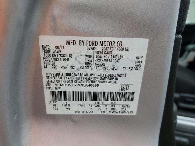 1FMCU9D77CKA46698 - 2012 FORD ESCAPE XLT SILVER photo 13