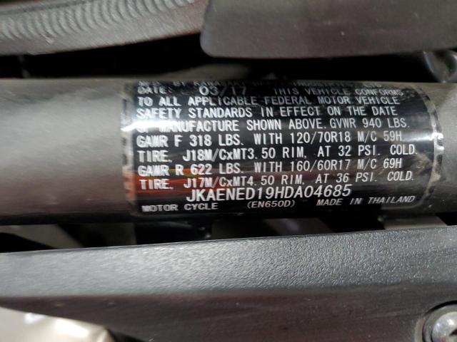 JKAENED19HDA04685 - 2017 KAWASAKI EN650 D BLACK photo 10