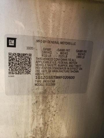 1G1ZG5ST8MF020600 - 2021 CHEVROLET MALIBU RS SILVER photo 12