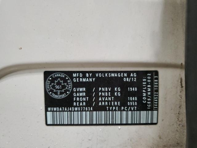 WVWDA7AJ4DW077634 - 2013 VOLKSWAGEN GOLF 白色 照片 13