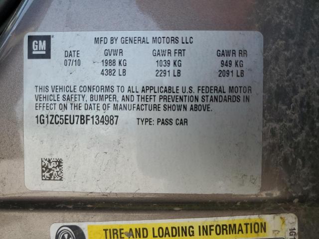 1G1ZC5EU7BF134987 - 2011 CHEVROLET MALIBU 1LT 灰色 照片 12