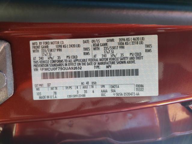 1FMCU0F75GUA92632 - 2016 FORD ESCAPE S ORANGE photo 14