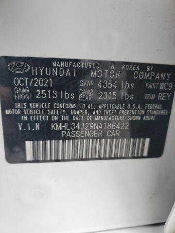 KMHL34J29NA186422 - 2022 HYUNDAI SONATA LIMITED WHITE photo 12