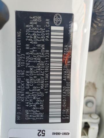 4T1G11AK1RU211338 - 2024 TOYOTA CAMRY SE NIGHT SHADE WHITE photo 12