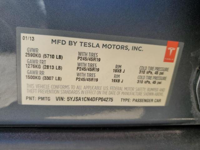 5YJSA1CN4DFP04275 - 2013 TESLA MODEL S GRAY photo 13