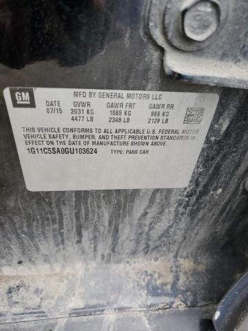 1G11C5SA0GU103624 - 2016 CHEVROLET MALIBU LIM LT 黑色 照片 12