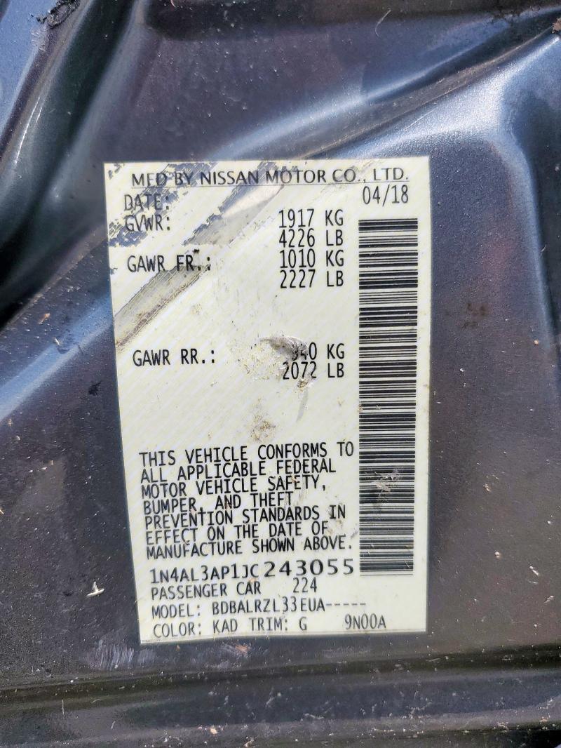 1N4AL3AP1JC243055 - 2018 NISSAN ALTIMA 2.5 Gümüş foto 12