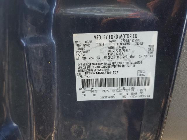 1FTPW14586FB41767 - 2006 FORD F150 SUPERCREW BLUE photo 12