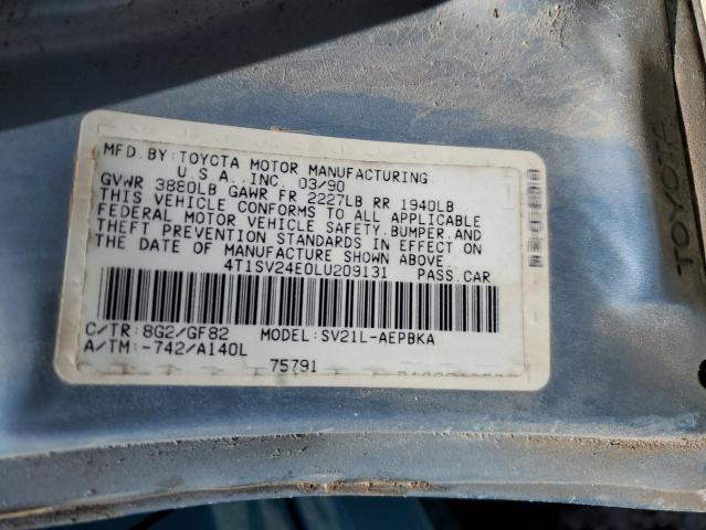 4T1SV24E0LU209131 - 1990 TOYOTA CAMRY BLUE photo 12