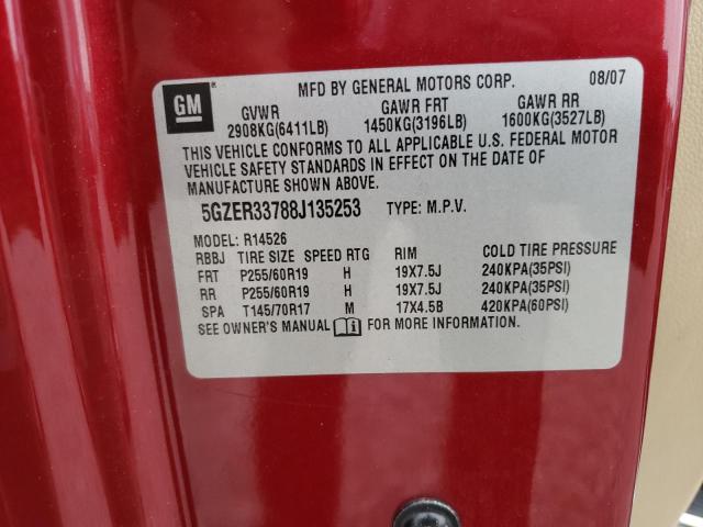 5GZER33788J135253 - 2008 SATURN OUTLOOK XR RED photo 13