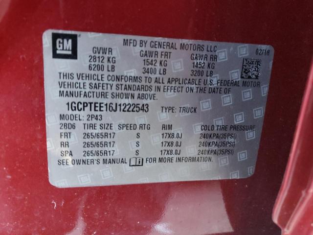 1GCPTEE16J1222543 - 2018 CHEVROLET COLORADO ZR2 BURGUNDY photo 12