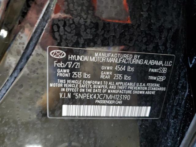 5NPEK4JC7MH123190 - 2021 HYUNDAI SONATA N LINE BLACK photo 12