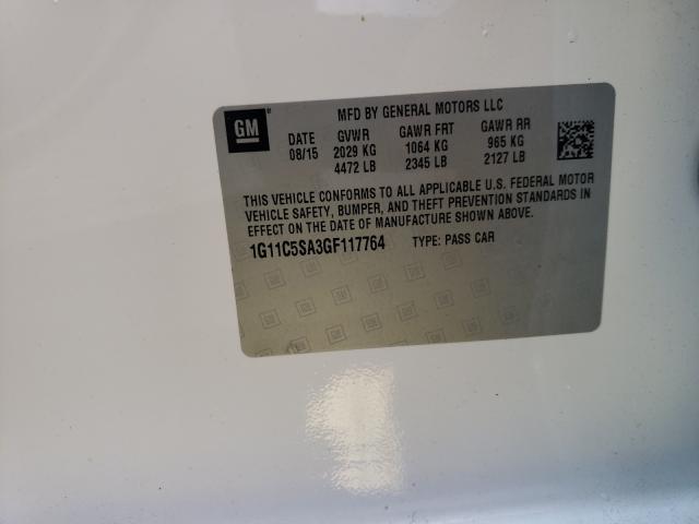 1G11C5SA3GF117764 - 2016 CHEVROLET MALIBU LIM LT Ақ фото 10