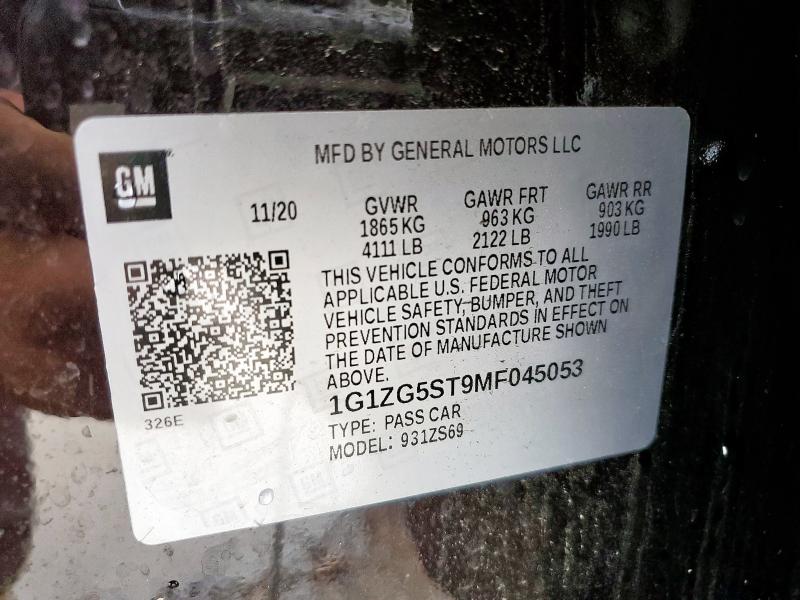 1G1ZG5ST9MF045053 - 2021 CHEVROLET MALIBU RS BURGUNDY photo 12