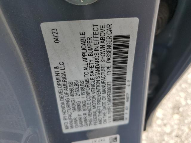 19XFL1G84PE008073 - 2023 HONDA CIVIC SPORT TOURING BLUE photo 12