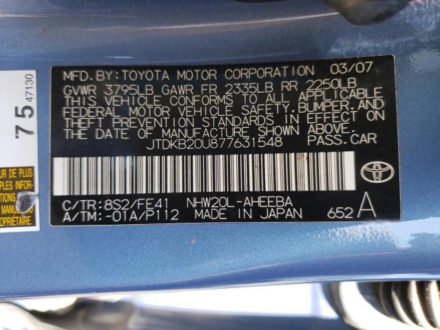 JTDKB20U877631548 - 2007 TOYOTA PRIUS BLUE photo 12