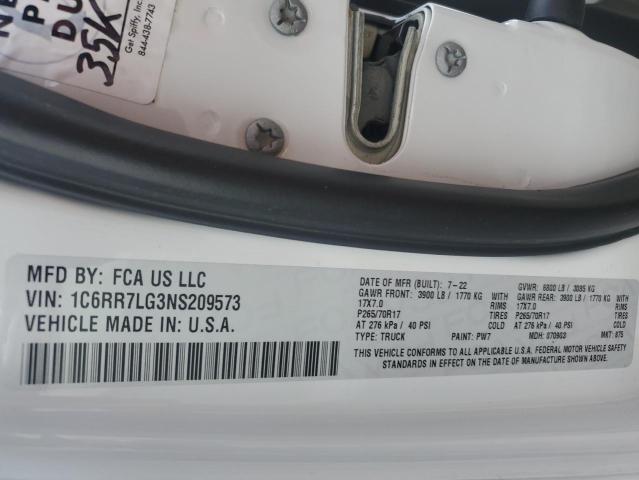 1C6RR7LG3NS209573 - 2022 RAM 1500 CLASS SLT თეთრი ფოტო 13