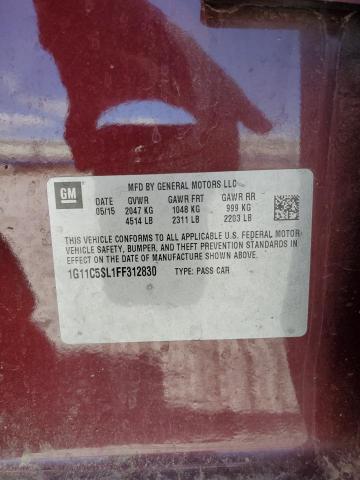 1G11C5SL1FF312830 - 2015 CHEVROLET MALIBU 1LT MAROON photo 13