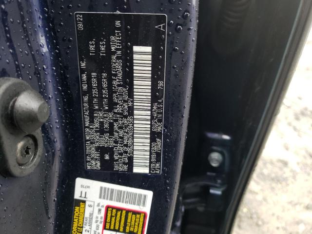 5TDGZRBH7NS594585 - 2022 TOYOTA HIGHLANDER XLE Կապույտ լուսանկար 12